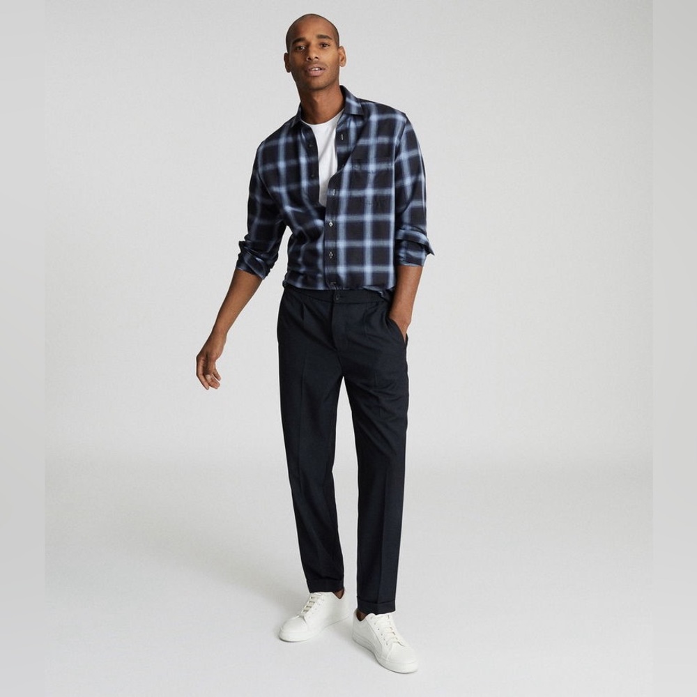 REISS Men’s Plaid Button-Up Shirt